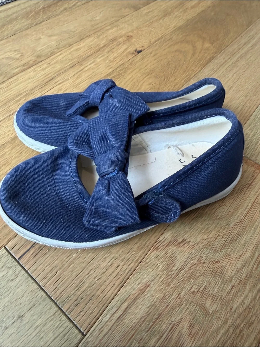 Janie and Jack Navy Canvas Bow Slip-On Girls Shoes